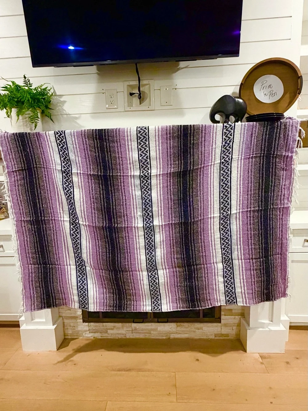 Mexican Falsa Blanket – Woven Striped Serape Throw with Fringe